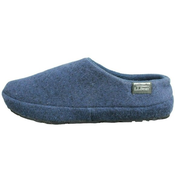 LL Bean Blue Scuff Slip On Round Toe Sweater Fleece Lined Slippers Size 6 M - Picture 1 of 7
